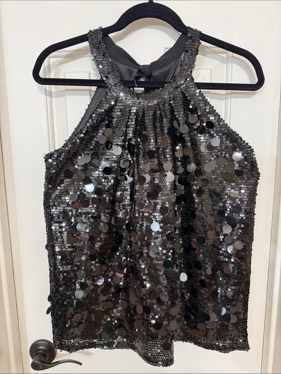 Unbranded Tops - Sequin Halter Tank Top in Black